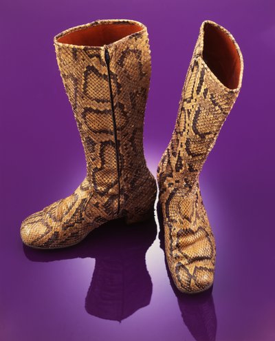 Paire de bottes en peau de serpent jusqu