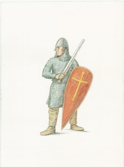 Une illustration de reconstitution montrant un chevalier normand vers 1066 - Unbekannter Künstler