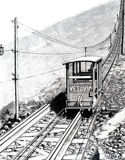 Élévation latérale de la voiture sur le funiculaire du Vésuve - Unbekannt
