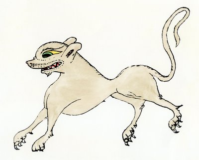 Un loup-garou, au Moyen Âge - Gravure colorisée d