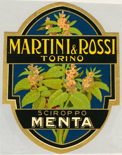 Étiquette publicitaire pour le sirop de menthe Martini e Rossi - Unbekannt