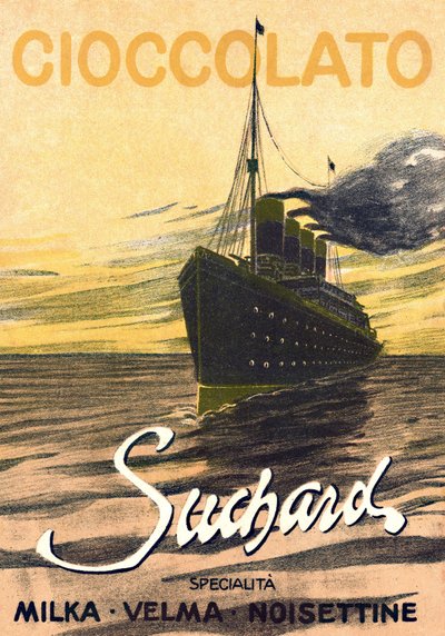 Publicité pour le chocolat Milka de Suchard représentant un paquebot, début du 20ème siècle (affiche) - Unbekannter Künstler
