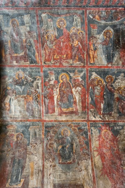Fresques anciennes; peintures murales représentant la vie de Jésus; Église Panagia et Sotiras; Église orthodoxe grecque; Roustika; Crète; Grèce; Europe - Unbekannt