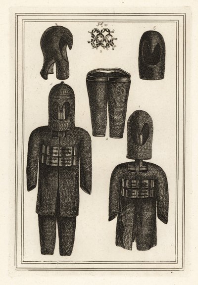 Anciennes armures en cotte de mailles avec capuchons, ceinture en lin grossier pour les pantalons - Unbekannt