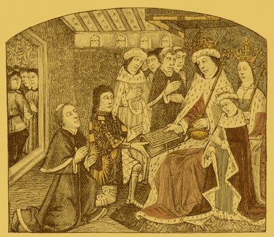 Anthony Woodville présentant le premier manuscrit imprimé de Caxton - Unbekannter Künstler