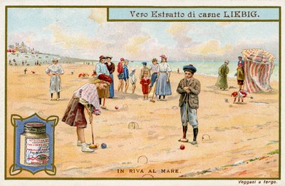 Au bord de la mer : Jouer au croquet - Unbekannter Künstler