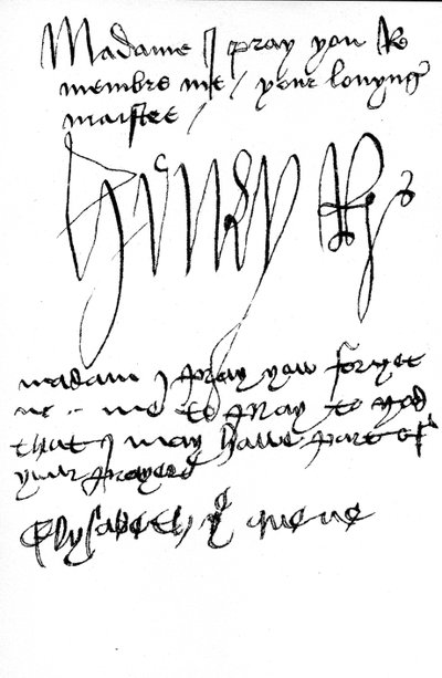 Inscriptions et signatures autographes du roi Henri VII et de la reine Élisabeth d