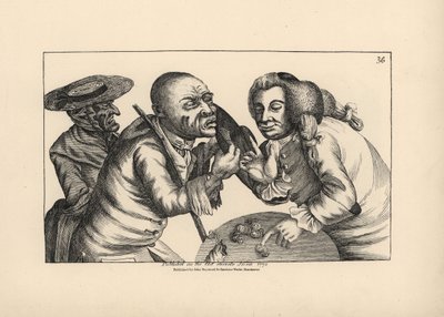 Toby en faillite et sa femme Doxy mendiant du fromage et de la bière dans une taverne. Gravure sur cuivre par Thomas Sanders d