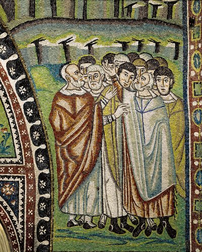 Basilique de San Vitale, Détail des mosaïques de la lunette au-dessus de l