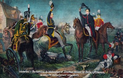 Bataille de Waterloo : Rencontre de Wellington et Blücher, en 1815 (impression) - Unbekannter Künstler