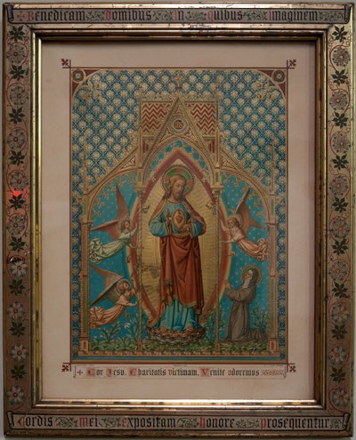 Bevere. Église paroissiale (Sint-Pietersbanden). Intérieur. Impression en couleur de dévotion. École S Lucas Gent, Propriété 1875, W Z Dreyt Brugge. Néo-gothique. - Unbekannt