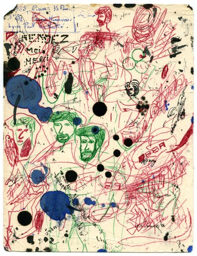 Buveur couvert de taches et de gribouillis, vers 1960 - Unbekannter Künstler