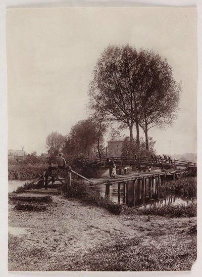 Ponts, enfants sur un pont, vers 1890 - Unbekannt