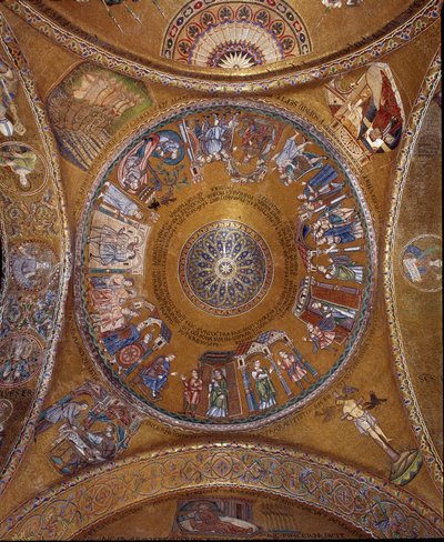 Architecture byzantine : vue du dôme avec des mosaïques sur fond doré - Unbekannt