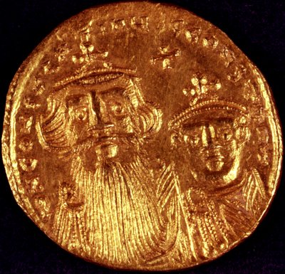Pièce byzantine avec représentation de l