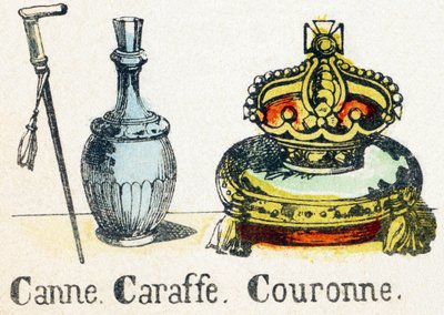 C - Canne Caraffe Couronne - Alphabet - divertissements enfantins - Imagerie d