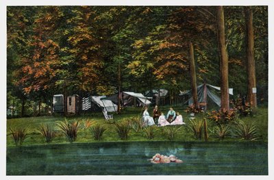 Camping aux États-Unis, vers 1910 (impression) - Unbekannter Künstler