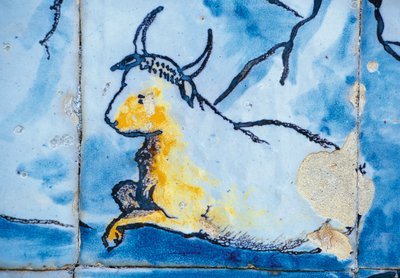 Bétail, azulejos, Palais des Marquis de Fronteira, Lisbonne, Portugal (détail) - Benjamin Baud