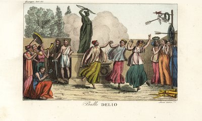 Danse cérémonielle pour Artémis ou Diane la Chasseresse dans une forêt sacrée sur l