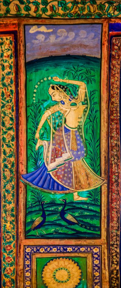 Cour de Chittra Shala avec des peintures fines virtuoses, Fort de Taragarh, Bundi, Rajasthan, Inde, Asie - Unbekannter Künstler