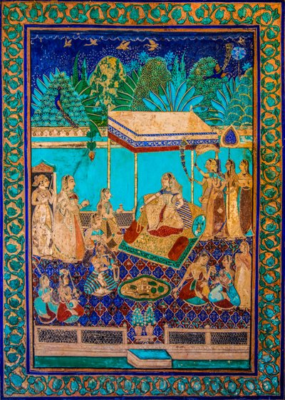 Cour de Chittra Shala avec des peintures fines virtuoses, Fort de Taragarh, Bundi, Rajasthan, Inde, Asie - Unbekannter Künstler