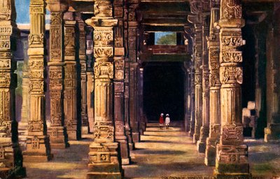 Colonnade avec sculptures hindoues, Qutb Minar, début du 20ème siècle - Unbekannter Künstler
