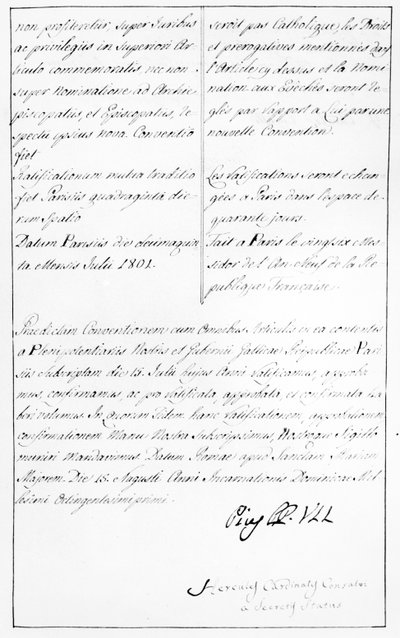 Copie du Concordat entre Napoléon et le Pape Pie VII avec la signature du Pape - Unbekannt