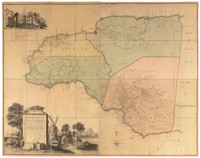 Cornwell de la Carte des 3 Comtés de la Jamaïque - Unbekannter Künstler
