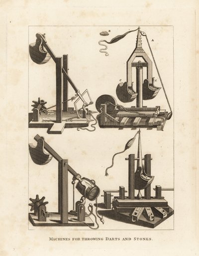Machines à contrepoids pour lancer des fléchettes et des pierres de Lipsius et d