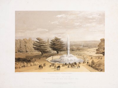Palais de Cristal, après la Grande Exposition La fontaine et le parc depuis les marches de la terrasse du Palais de Cristal, c 1855 - Unbekannt