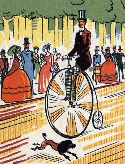 Cycliste sur un grand bi, vers 1900-1920 - Unbekannter Künstler