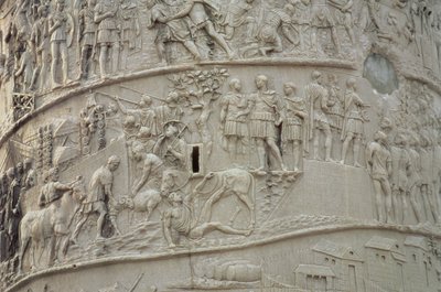 Vie quotidienne dans un camp romain, de la Colonne de Trajan, 2e siècle après J.-C. (détail) - Unbekannt