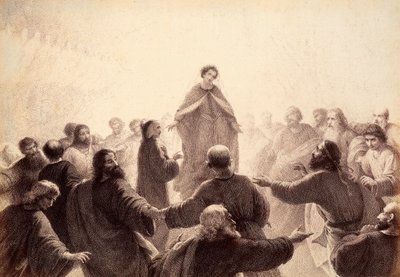 Dante et Béatrice sont entourés par les esprits des Sages chantant et dansant autour d