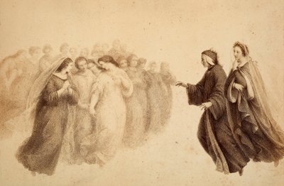 Dante avec Béatrice et les esprits bienheureux. Illustration du Chant XXXIII du Paradis de La Divine Comédie de Dante Alighieri. Œuvre de Francesco Scaramuzza dédiée à la Municipalité de Florence - Unbekannter Künstler