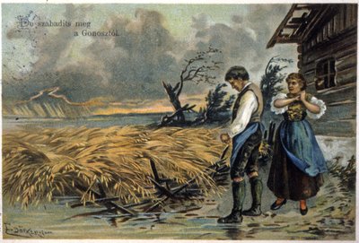 Délivrez-nous du mal. Paysans après la tempête. c.1900 - Unbekannter Künstler