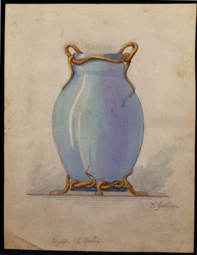 Conception pour un vase bleu en forme d