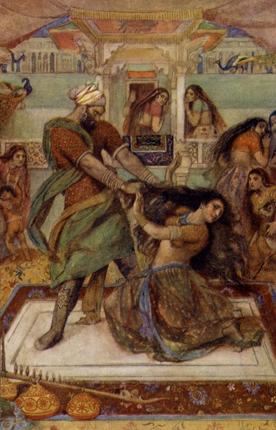 Draupadi traînée de sa chambre par Duhsasana - Unbekannter Künstler