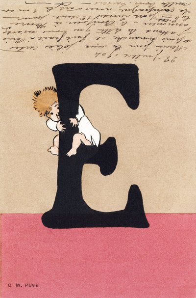 E comme enlacer, embrasser - Alphabet enfants. C. M. éditeur, Paris. Cartes postales peintes à la main, affranchies en 1904. Dimensions : 14 x 9 cm - Unbekannt