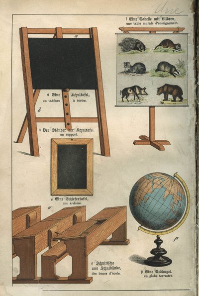 Éducation : la peinture, le tableau mural, les bancs, l