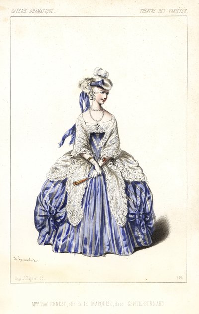 Actrice anglaise Madame Paul Ernest en tant que Marquise dans "Gentil Bernard, ou L