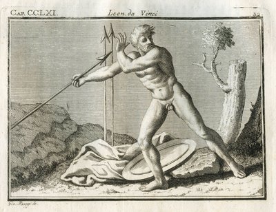 Études sur la figure humaine lançant un objet avec grande impétuosité. Gravure du « Traité de la peinture » de Léonard de Vinci - Unbekannt