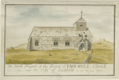 Église de Farewell : dessin à la plume coloré, 1744 - Unbekannt