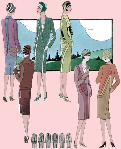 Mode : manteaux légers au printemps 1928 - Unbekannter Künstler