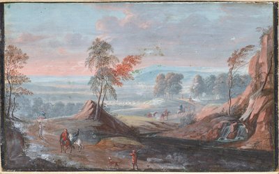 Paysage rocheux avec Turcs à cheval et à pied - Unbekannter Künstler