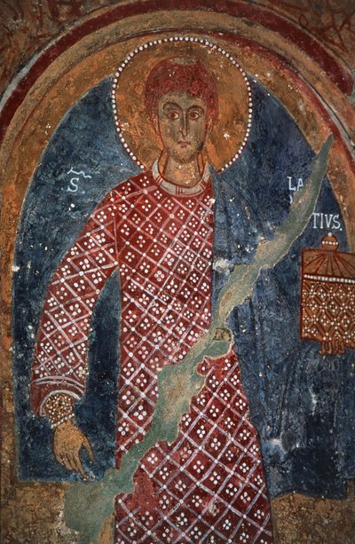 Figure de saint, fresque dans la Chapelle de Saint-Nicolas (11e-15e siècles), Mottola, Pouilles, Italie - Benjamin Baud