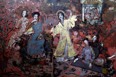 Musée des Beaux-Arts, Femme, Laque sur bois, Détail, Ho Chi Minh Ville, Vietnam, 2018 - Unbekannt