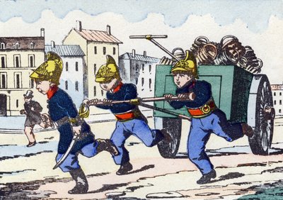 Pompiers. Gravure dans "Alphabet militaire enfantin". Imagerie de Pont-à-Mousson, vers 1890. 20 pages - Unbekannt
