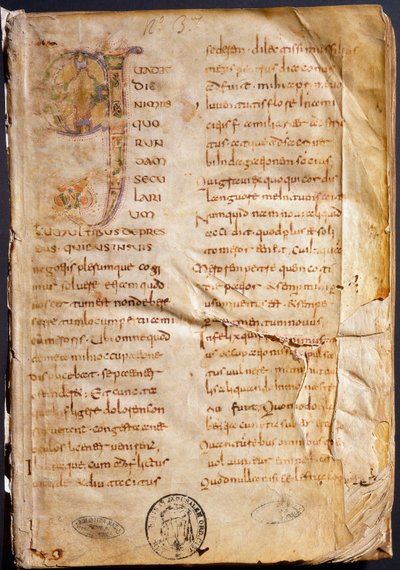 Première page de « Les Dialogues » de Grégoire Ier le Grand (manuscrit) - Unbekannter Künstler