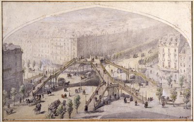 Passerelle à Paris, c.1880 - Unbekannter Künstler