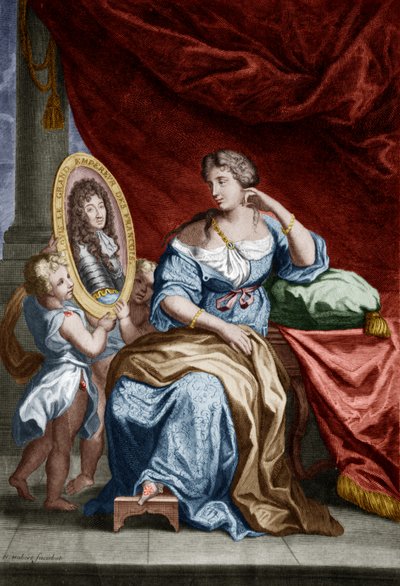 Françoise de Rochechouart de Mortemart marquise de Montespan (1641-1707), dite Athénaïs, maîtresse du roi français Louis XIV, gravure document colorisé - Unbekannter Künstler